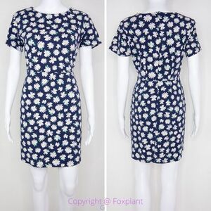 Old Navy deep blue white daisy short sleeves mini dress, women's size M‎